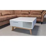 Couchtisch Tisch Light Line 5 weiß matt Lack Eiche massiv mit Stauraum 75x75 cm