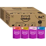 whiskas Senior 7+ Katzennassfutter Gemischte Auswahl in Gelee, 84 Portionsbeutel, 84x85g (1 Großpackung) – Hochwertiges Katzenfutter nass, für Katzen ab 7 Jahren und älter