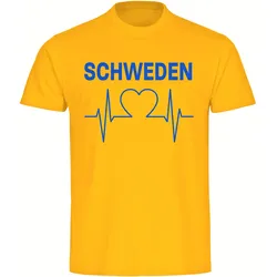 multifanshop Kinder T-Shirt - Schweden - Herzschlag - Druck blau - Kind