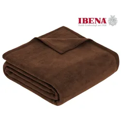 Wohndecke IBENA "Luxus", braun, B:150cm L:200cm, Baumwolle, Kunstfaser, Wohndecken, verschiedene Größen, unifarbenes Design, Kuscheldecke