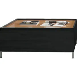 PLACES OF STYLE Couchtisch PLACES OF STYLE "Onyx", grau (anthrazit hochglanz, anthrazit hochglanz, walnuss), B:89,4cm H:36,6cm T:89,4cm, Tische, Couchtisch, hochwertig UV lackiert, mit Stauraum