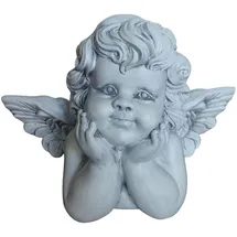 Relaxdays Grabengel, wetterfest, frostsicher, HxBxT: 31 cm, Grabschmuck, Schutzengel, Polyresin, steingrau