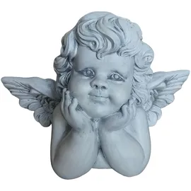 Relaxdays Grabengel, wetterfest, frostsicher, HxBxT: 31 cm, Grabschmuck, Schutzengel, Polyresin, steingrau