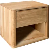 SchlafKONTOR Schlafkontor, Hilla Nachtkommode Eiche Massiv/ 1 Schubkasten + 1 offenes Fach - 2 Jahre Gewährleistung - mind. 14 Tage Rückgaberecht
