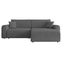 MIRJAN24 Ecksofa Floryn L Cord, Polsterecke, L-Form Schlafsofa, Eckcouch mit Bettkasten (Farbe: Poso 22) - Grau