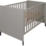 Mäusbacher Babybett MÄUSBACHER, grau (kreidegrau), B:76cm H:93cm T:144cm, Holzwerkstoff, Babybetten, Babybett, Metallfüße, Metallgriffe