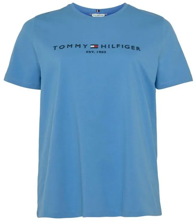 Tommy Hilfiger Curve T-Shirt CRV REGULAR HILFIGER C-NK TEE SS (1-tlg) PLUS SIZE CURVE,mit Tommy Hilfiger Logo-Stickerei auf der Front blau 48