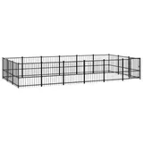 vidaXL Outdoor-Hundezwinger 16,94 m2 Stahl Schwarz