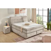 Jockenhöfer Boxspringbett "Queen, inklusive Strauraum/Bettkasten", beige (beige, grau 460, 29), B:195cm L:230cm, Bezug Bett: Chenille (100% Polyester);Topper und Matratzenspiegel: 100% Polyester, Komplettbetten, Boxspringbett, 7-Zonen-TTFK-Matratze, KS-Topper,