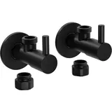 Bernstein Design-Eckventil 2er-Pack Schwarz matt 3/8' mit Rosette 7009