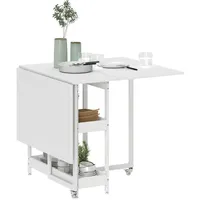 Homcom Esstisch Weiß Holz, 133.4x75x80 cm, Esszimmer, Tische, Esstische