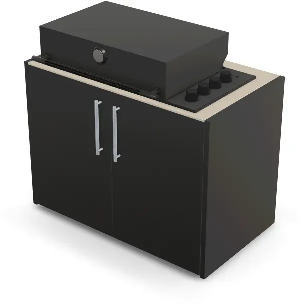 Brabura Box-Q 4-Brenner schwarz | Neuestes Edelstahlmodell - Pietra Di Osso / Anthrazit / Silberner Griff