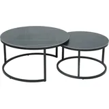 Hela 2er-Set Couchtisch - schwarz-Marmoroptik - Sinterstein;