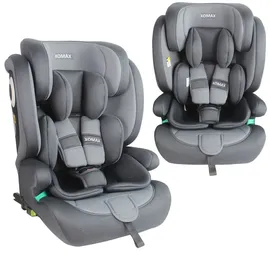 XOMAX Kindersitz ISOFIX I mitwachsend I 9-36 kg, 15 Monate - 12 Jahre, Gruppe 1/2/3 I 5-Punkt-Gurt und 3-Punkt-Gurt I Bezug abnehmbar und waschbar I ECE R129 I anthrazit-grau