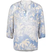 Cartoon Damen Casual-Bluse mit Gummizug Blau/Weiß,46 - 46