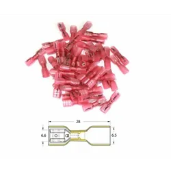 Bihr Thermokrimpbare Flat Female Crimping Ø0.5mm2/1.5mm2 - 50pcs transparant rood Voorvrouw