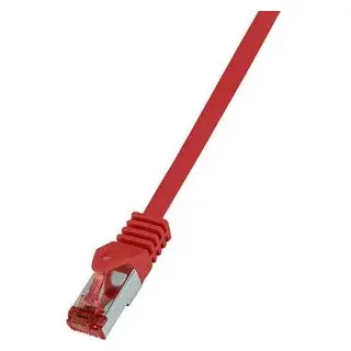 Logilink Netzwerkkabel, Patchkabel CAT 6 S/FTP 0.50 m Rot Flammwidrig, mit Rastnasenschutz