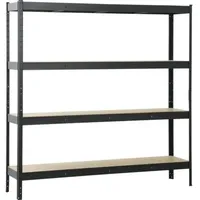 SCHULTE Regalwelt Schwerlastregal Schulte schwarz 180x180x40 cm Stecksystem 4 Holzböden Tragkraft
