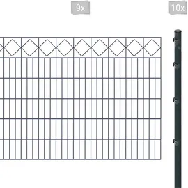 Arvotec Doppelstabmattenzaun ESSENTIAL 120 zum Einbetonieren "Karo" mit Zierleiste, (Set, 19-St), Zaunhöhe 120 cm, Zaunlänge 2 - 60 m grau 18 m x 120 cm