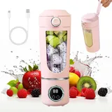 Tragbarer Mixer, 700ml Kleiner Entsafter, Mixer Smoothie Maker to Go mit Digitalanzeige,USB Wiederaufladbarer Smoothie Maker,Portabler Elektrischer Saftpresse,Mini Standmixer für Smoothie,Shakes,Saft