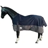eQuitack Your Passion Is Our Mission Regendecke Winterdecke Turnout 100% Wasserdicht 600D mit Fleece Lining Multi Farbe Navy/Grau - 165cm