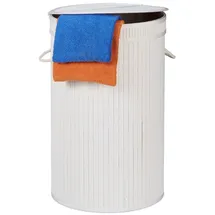 Relaxdays 2 x Wäschekorb Bambus mit Deckel weiß