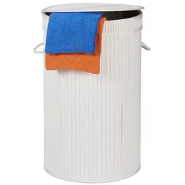 Relaxdays 2 x Wäschekorb Bambus mit Deckel weiß