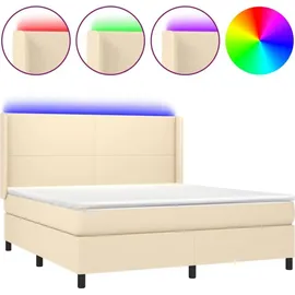 vidaXL Boxspringbett mit Matratze & LED Creme 180x200 cm Stoff