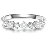 Glanzstücke München Ring Sterling Silber Zirkonia Süßwasser-Zuchtperle in silber | Gr.: 52