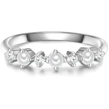 Glanzstücke München Ring Sterling Silber Zirkonia Süßwasser-Zuchtperle in silber | Gr.: 52
