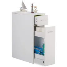 Relaxdays Nischenschrank 2 Schubladen 20 x 130 x 45 cm Weiß/Silber