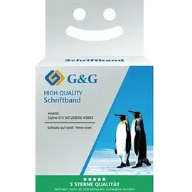 G&G Schriftband Kompatibel ersetzt Dymo 45803 S0720830« schwarz auf weiß19mm/7m