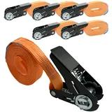 Baumarktplus 5x Ratschen Spanngurt Spanngurte Orange 1-tlg 4m 0,8t 800kg Schwarzes Schloss