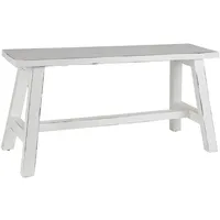 Buri Holz-Sitzbank Weiß Used-Look 90x35cm Dielenbank Holzbank Landhausbank