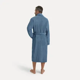 Möve Unisex-Bademantel MÖVE "Basic" Gr. S, blau (steelblau), L:120cm, Walkfrottier, Hausmäntel, mit Schalkragen
