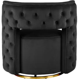 Kayoom Sessel KAYOOM "Drehsessel Beverly 125, drehbar, Gestell aus Eisen,samtige Oberfläch", schwarz (schwarz, gold), B:74cm H:77,5cm T:66,5cm, Bezug:Polyester (Samt) Korpus:MDF, Sperrholz Gestell:Eisen, Sessel, Sessel, rund, glamourös, gesteppter Rücken,