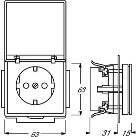 Busch-Jaeger Klappdeckelsteckdose 1f Unterputz Silber