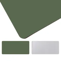 moaupr Schreibtischunterlage Leder, Groß Laptop Tischunterlage Schreibtisch Unterlage, Ultradünnes Schreibtischmatte Aus PU-Leder Desk Mat Für Büro Dunkelgrün + Grau 60x80cm/23.62x31.5in