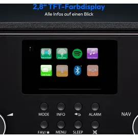 Medion P85027 Internetradio (DAB UKW Radio, Spotify Connect, WLAN, Bluetooth, Streaming, Equalizer, Farbdisplay, USB, AUX, Wecker, Schlummerf... - schwarz