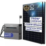 1760W Balkonkraftwerk mit Speicher Komplettset Photovoltaikanlage All-In-One 8m2 inkl. 3,2 kWh Anker SOLIX Solarbank E1600 PRO Speicher