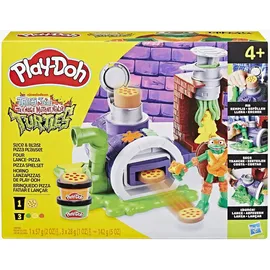 PLAY-DOH Teenage Mutant Ninja Turtles Pizza Spielset mit Pizzaofen, 4 Dosen Knete und Action-Figur