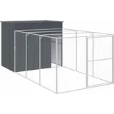 vidaXL Hundehütte mit Auslauf Anthrazit 214x457x181cm Verzinkter Stahl