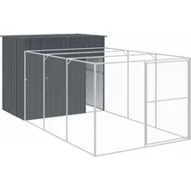 vidaXL Hundehütte mit Auslauf Anthrazit 214x457x181cm Verzinkter Stahl
