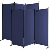 Quick Star 2 Stück Paravent 3 Teilig 170 x 165 cm Stoff Raumteiler Trennwand Balkon Sichtschutz Stellwand Faltbar Blau