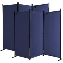 Quick Star 2 Stück Paravent 3 Teilig 170 x 165 cm Stoff Raumteiler Trennwand Balkon Sichtschutz Stellwand Faltbar Blau