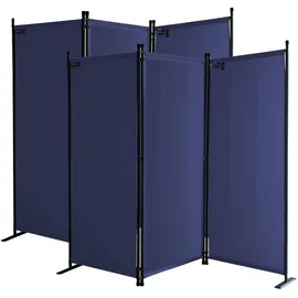 Quick Star 2 Stück Paravent 3 Teilig 170 x 165 cm Stoff Raumteiler Trennwand Balkon Sichtschutz Stellwand Faltbar Blau