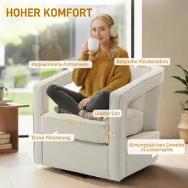 Homcom Relaxsessel Polyester/Leinen 75 x 72 x 77 cm Beige drehbar