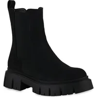 VAN HILL Plateau Boots in Schwarz Velours