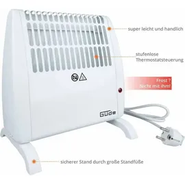 Güde Frostwächter GFW 520 (450-520 W Heizleistung, 10 m3 max. Raumheizvermögen, stufenlos regulierbarer Thermostat, Frostschutzfunktion, Überhitzungsschutz, große Standfüße, lautlose Konvektionswärme)