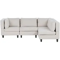 BELIANI 4-Sitzer Ecksofa Linksseitig Hellbeige Stoffbezug mit Kissen Schwarze Beine Modular Modern Modulsofa Wohnlandschaft Wohnzimmer Wohnecke - Beige/Schwarz